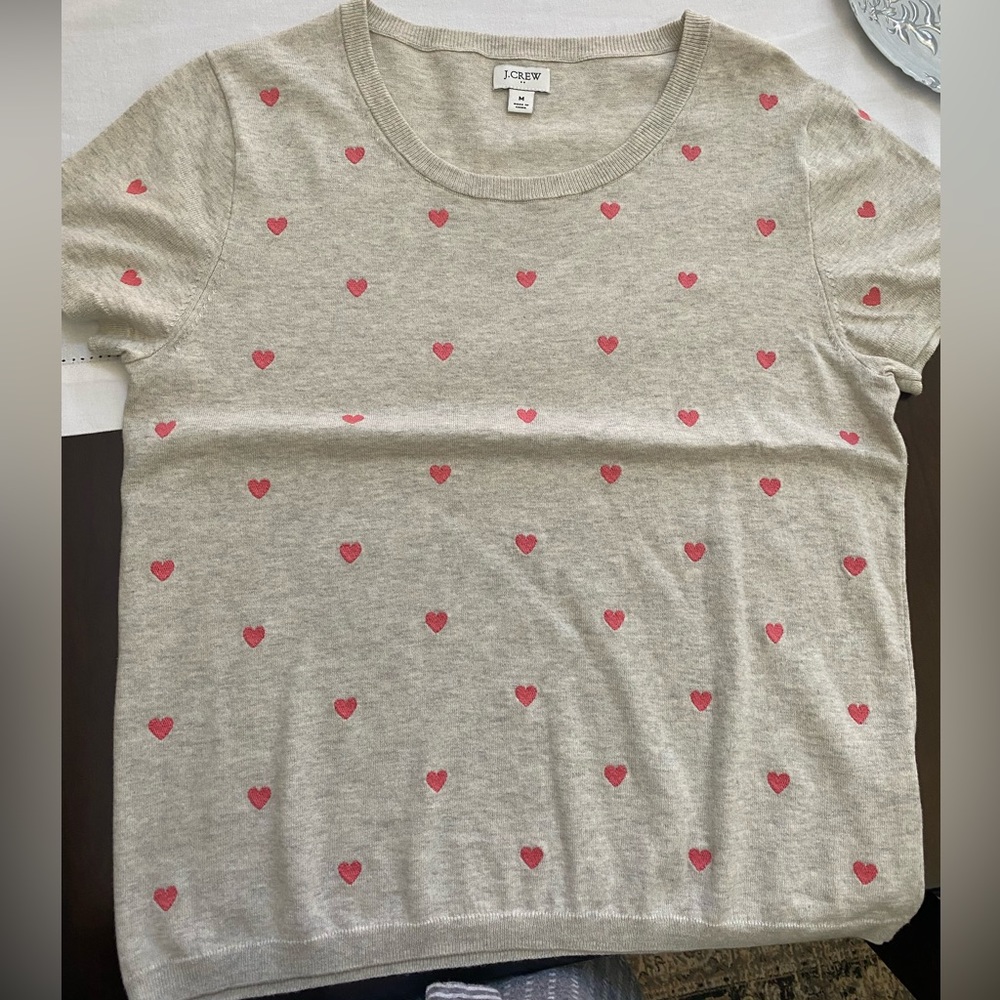 Jcrew Factory Embroidered Short Sleeve Sweater